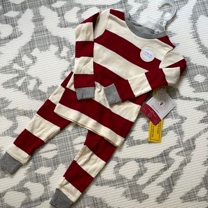 NWT Burt’s Bees red and white striped Christmas pajamas, size 2T